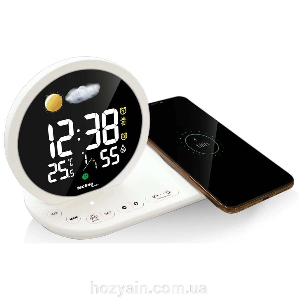 Годинник настільний Technoline WT427 Wireless Mobile Charging White (WT427) від компанії hozyain. com. ua - фото 1