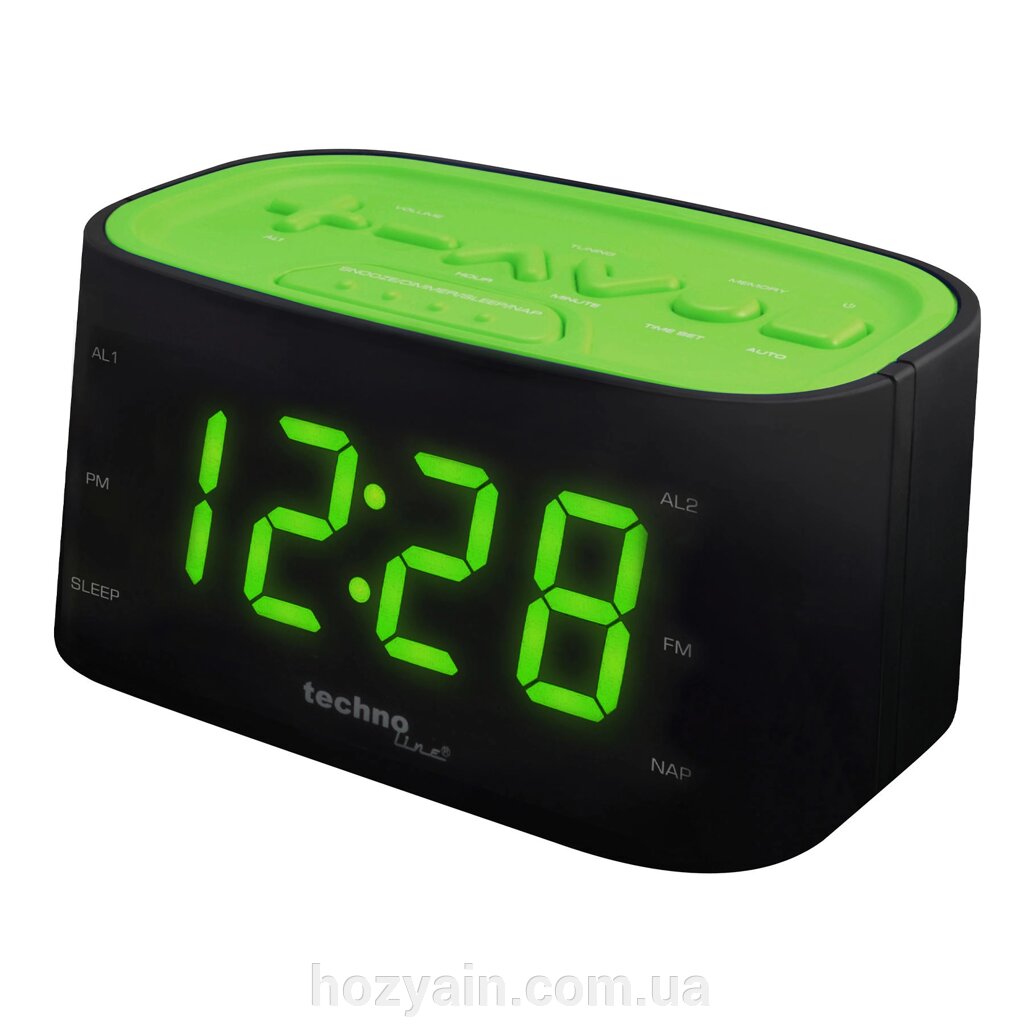 Годинник настільний з радіо Technoline WT465 Black/Green (WT465 grun) від компанії hozyain. com. ua - фото 1