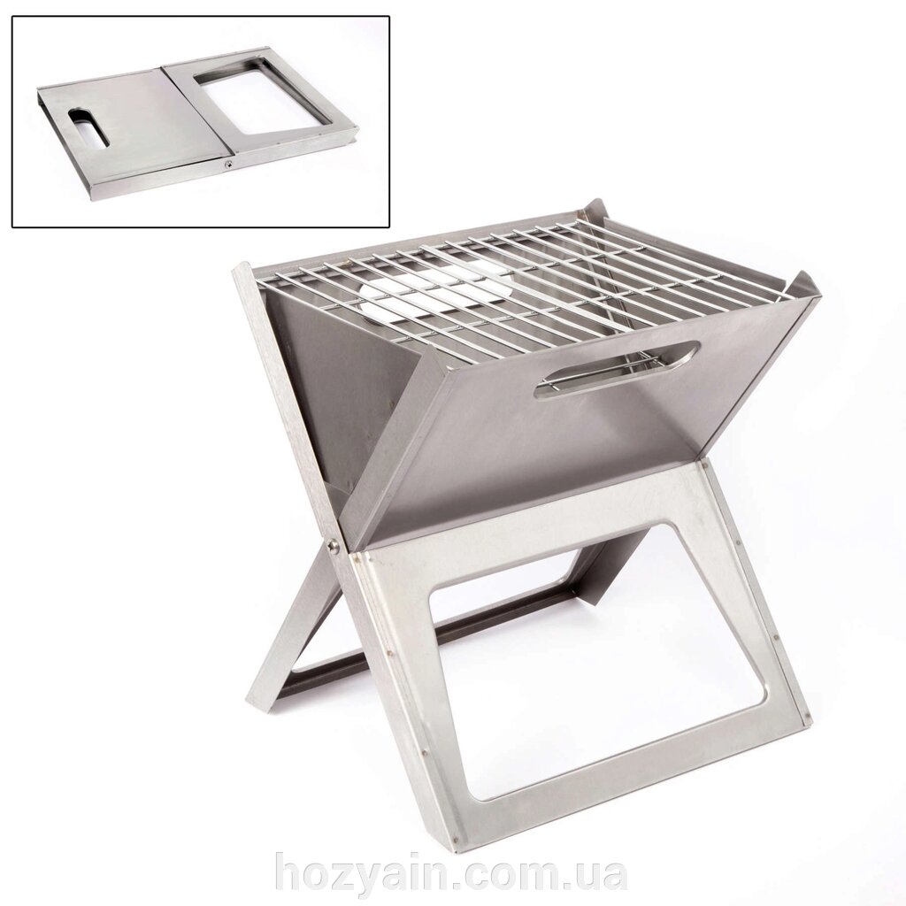 Гриль вугільний Bo-Camp Notebook/Fire Basket Compact Silver (8108347) від компанії hozyain. com. ua - фото 1