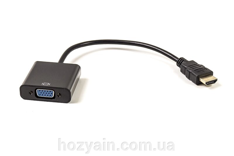 Кабель-перехідник PowerPlant HDMI - VGA, 0.15м, позолочені конектори, чорний CA910885 від компанії hozyain. com. ua - фото 1