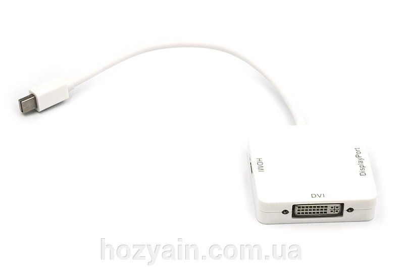 Кабель-перехідник PowerPlant mini DisplayPort (Thunderbolt) - DisplayPort, HDMI, DVI 0.2 м CA911097 від компанії hozyain. com. ua - фото 1