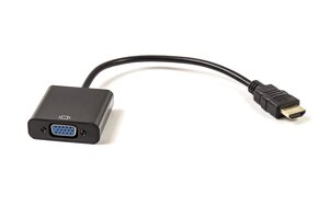 Кабель-перехідник PowerPlant HDMI - VGA, 0.15м, позолочені конектори, чорний CA910885