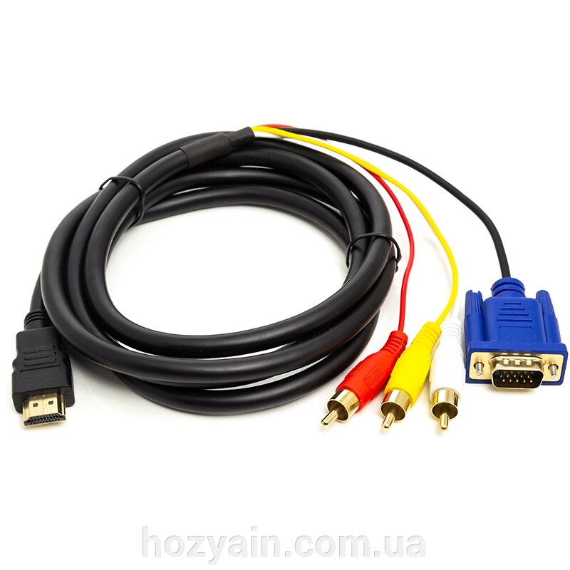 Кабель PowerPlant HDMI (M) - VGA (M) / 3*RCA (M), 1080p, 1м CA912018 від компанії hozyain. com. ua - фото 1