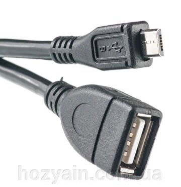 Кабель PowerPlant OTG USB 2.0 AF - Micro, 0.1м KD00AS1232 від компанії hozyain. com. ua - фото 1