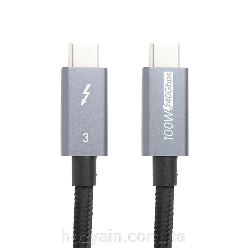 Кабель PowerPlant Thunderbolt 3, USB-C - USB-C, 40Gbps, 100W, 20V/ 5A, 4K/ 60HZ, 1м CA913336 від компанії hozyain. com. ua - фото 1