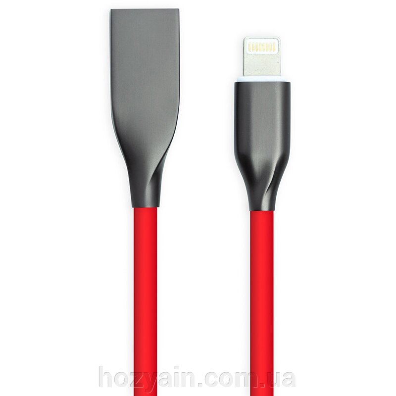 Кабель PowerPlant USB - Lightning, 1м, силікон, червоний CA911400 від компанії hozyain. com. ua - фото 1