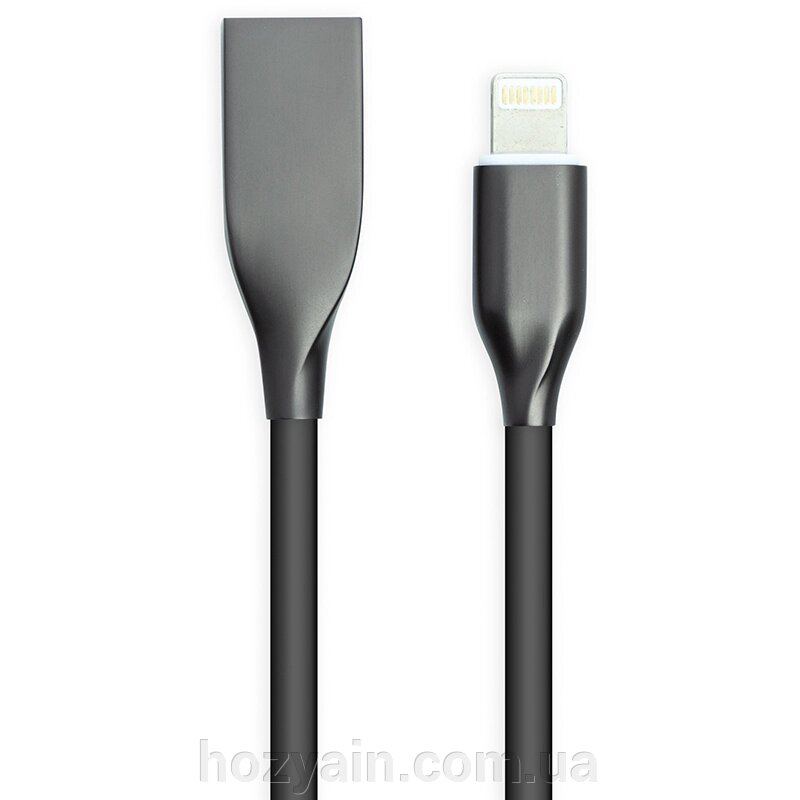 Кабель PowerPlant USB - Lightning, 1м, силікон, чорний CA911790 від компанії hozyain. com. ua - фото 1