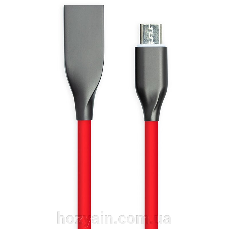 Кабель PowerPlant USB - microUSB, 1м, силікон, червоний CA911363 від компанії hozyain. com. ua - фото 1