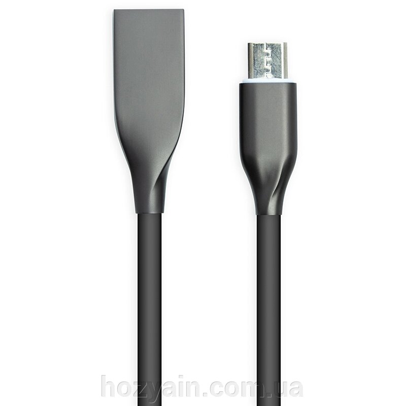 Кабель PowerPlant USB - microUSB, 1м, силікон, чорний CA911226 від компанії hozyain. com. ua - фото 1