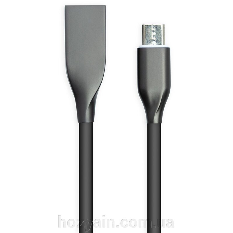 Кабель PowerPlant USB - microUSB, 2м, силікон, чорний CA911233 від компанії hozyain. com. ua - фото 1