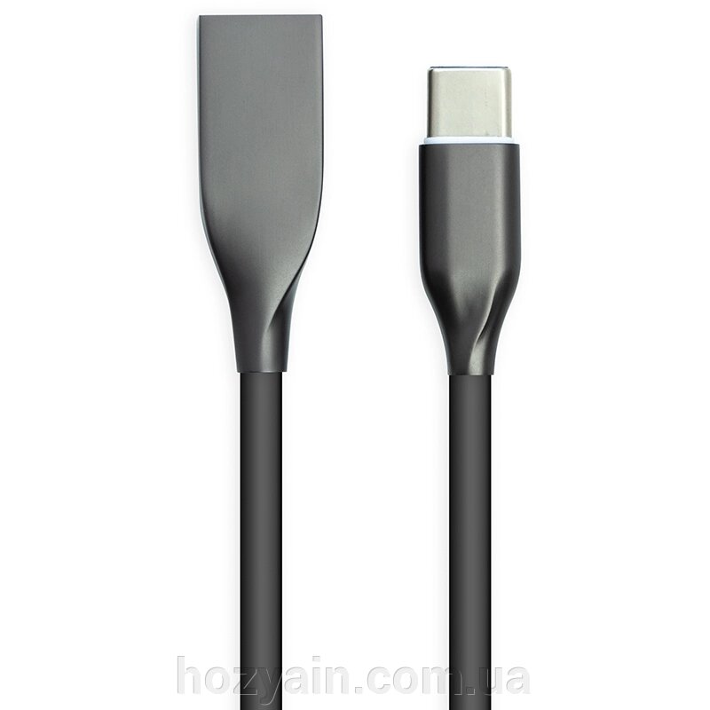 Кабель PowerPlant USB - Type-C, 1м, силікон, чорний CA911240 від компанії hozyain. com. ua - фото 1