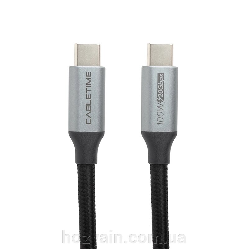 Кабель PowerPlant USB3.1, USB-C - USB-C, 10Gbps, 100W, 20V/ 5A, 4K/ 60HZ, 1м CA913312 від компанії hozyain. com. ua - фото 1