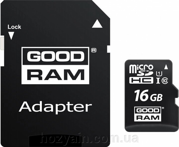 Карта памяті Goodram microSDHC 16GB UHS-I class 10 + adapter від компанії hozyain. com. ua - фото 1