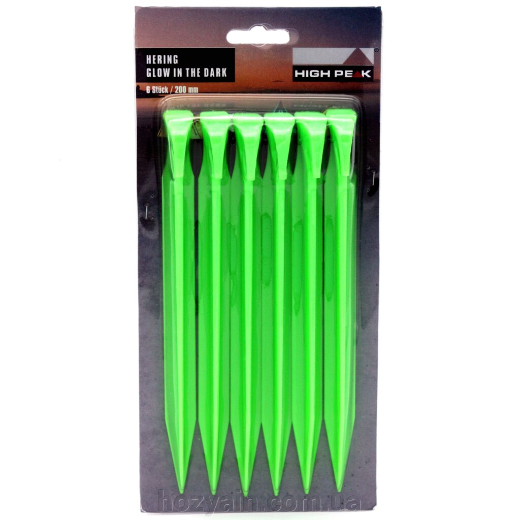 Кілочки High Peak Glow in the Dark ABS Peg 20 см 6 шт. Luminous Green (42202) від компанії hozyain. com. ua - фото 1