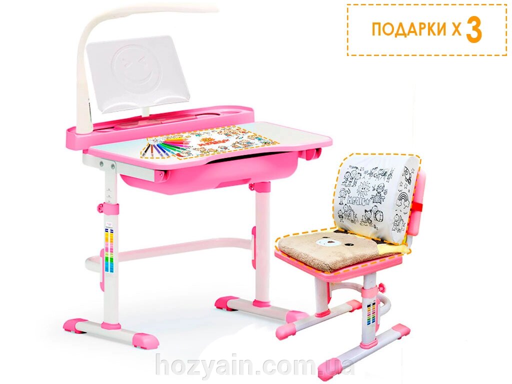 Комплект Evo-kids (стул+стол+Поличка+лампа) Evo-17 PN з лампою від компанії hozyain. com. ua - фото 1