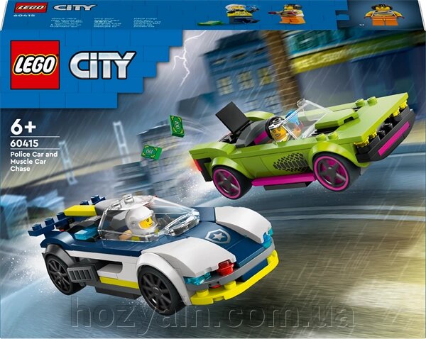 Конструктор LEGO City Переслідування маслкара на поліцейському автомобілі 213 деталей (60415) від компанії hozyain. com. ua - фото 1