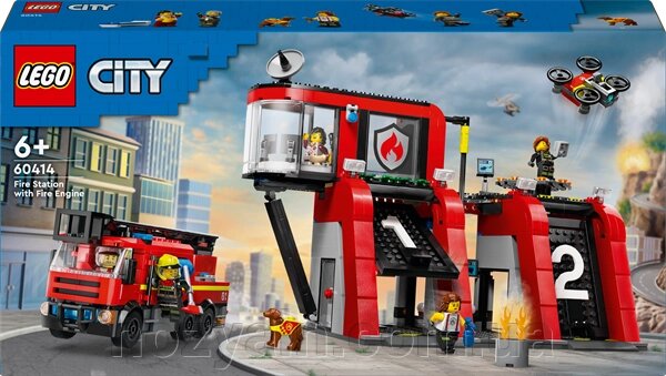 Конструктор LEGO City Пожежне депо з пожежною машиною 843 деталі (60414) від компанії hozyain. com. ua - фото 1