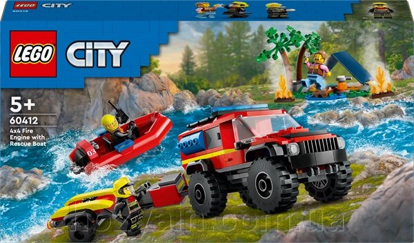 Конструктор LEGO City Пожежний позашляховик із рятувальним човном 301 деталь (60412) від компанії hozyain. com. ua - фото 1