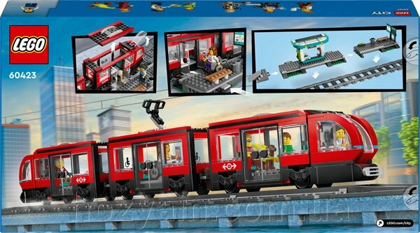 Конструктор LEGO City Трамвай і вокзал у центрі міста 811 деталей (60423) від компанії hozyain. com. ua - фото 1