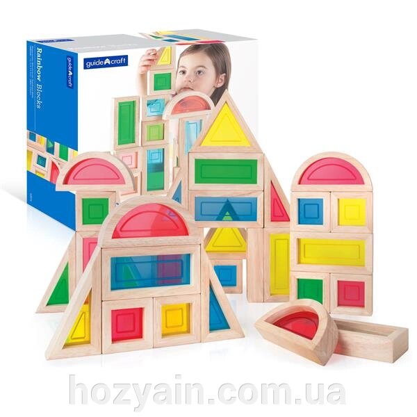 Кубики Guidecraft Block Play Велика веселка, 14 см, 30 шт. (G3016) від компанії hozyain. com. ua - фото 1