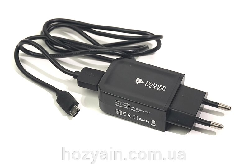 Мережевий зарядний пристрій PowerPlant W-280 USB 5V 2A micro USB SC230037 від компанії hozyain. com. ua - фото 1