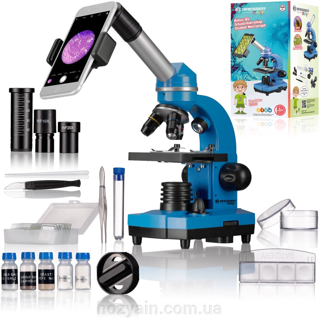 Мікроскоп Bresser Junior Biolux SEL 40x-1600x Blue з адаптером для смартфона (8855600WXH000) від компанії hozyain. com. ua - фото 1