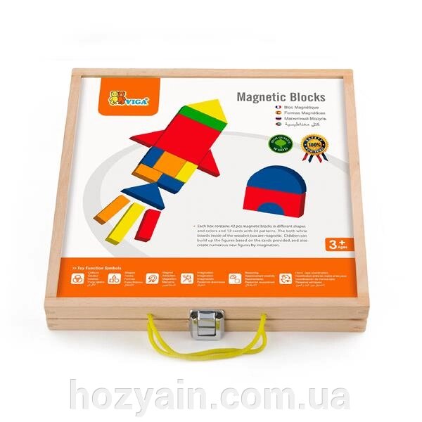 Набір магнітних блоків Viga Toys Форми і кольори (59687) від компанії hozyain. com. ua - фото 1