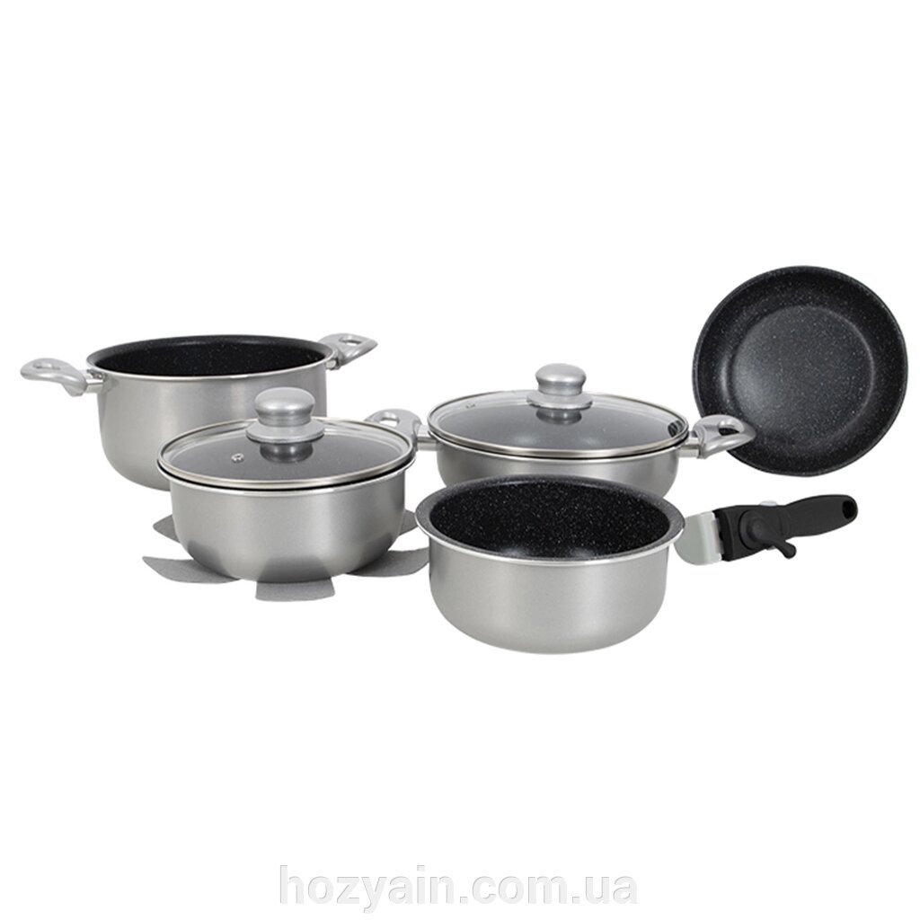 Набір посуду Gimex Cookware Set induction 8 предметів Silver (6977227) від компанії hozyain. com. ua - фото 1