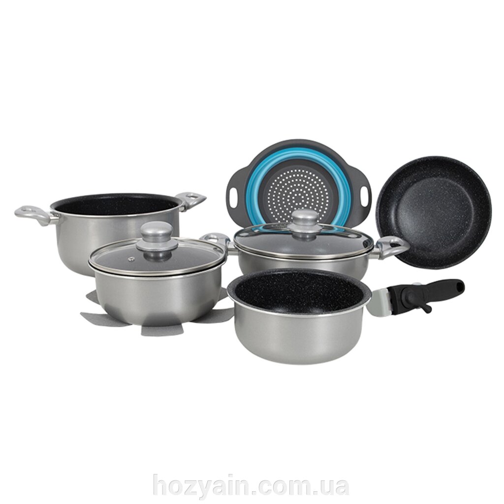 Набір посуду Gimex Cookware Set induction 9 предметів Silver (6977226) від компанії hozyain. com. ua - фото 1