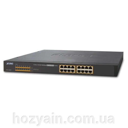 Некерований гігабітний комутатор PoE Planet GSW-1600HP (16-Port 10/100/1000Mbps 802.3at PoE+) GSW-1600HP від компанії hozyain. com. ua - фото 1