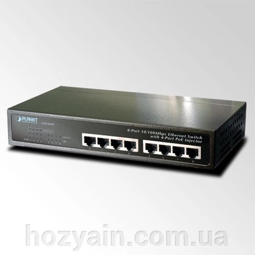 Некерований комутатор PoE Planet FSD-804P-EU (8-Port 10/100Mbps with 4-Port PoE) FSD-804P-EU від компанії hozyain. com. ua - фото 1