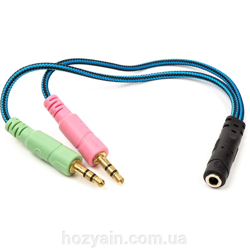 Перехідник PowerPlant 3.5 мм 4pin (F) - 2x3.5 мм 3pin (M), 0.22 м CA913084 від компанії hozyain. com. ua - фото 1