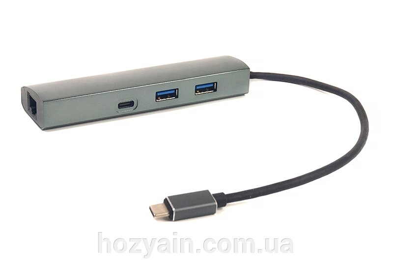 Перехідник PowerPlant Type-C - 2xUSB 3.0, Type-C USB 3.1, Gigabit Ethernet CA910557 від компанії hozyain. com. ua - фото 1