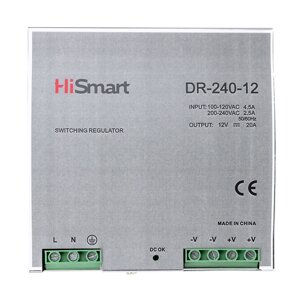 Блок живлення HiSmart 12V, 20A, 240W, DIN DR-240-12
