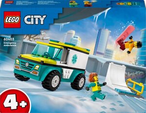 Конструктор LEGO City Карета швидкої допомоги й сноубордист 79 деталей (60403)