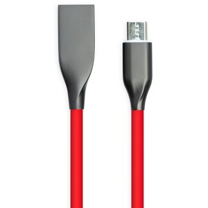 Кабель PowerPlant USB - microUSB, 1м, силікон, червоний CA911363