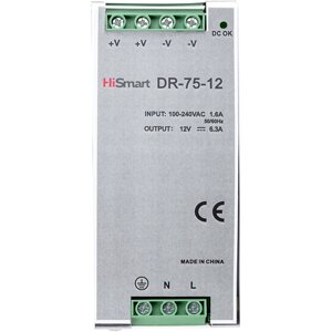 Блок живлення HiSmart 12V, 6.3A, 75W, DIN DR-75-12