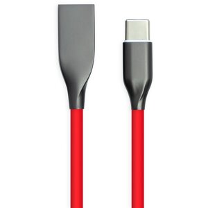 Кабель PowerPlant USB - Type-C, 2м, силікон, червоний CA911394