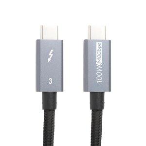 Кабель PowerPlant Thunderbolt 3, USB-C - USB-C, 40Gbps, 100W, 20V/ 5A, 4K/ 60HZ, 1м CA913336