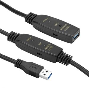 Активний подовжувач PowerPlant USB 3.0 AM - AF, 10 м CA912858