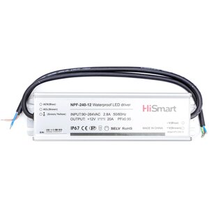 Блок живлення HiSmart 12V, 20A, 240W, PFC, IP67 NPF-240-12