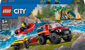 Конструктор LEGO City Пожежний позашляховик із рятувальним човном 301 деталь (60412)