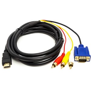 Кабель PowerPlant HDMI (M) - VGA (M) / 3*RCA (M), 1080p, 1м CA912018