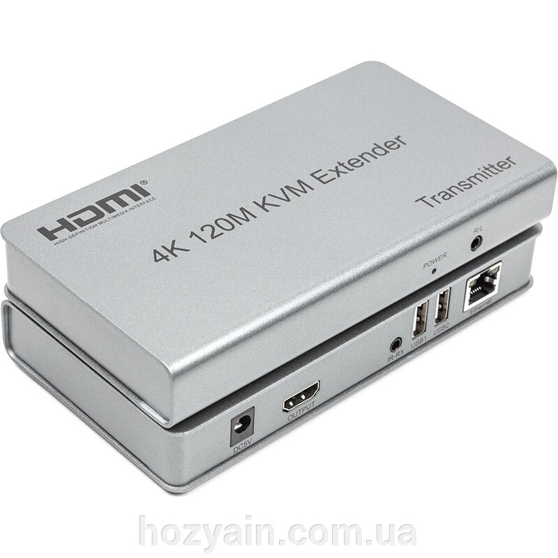 Подовжувач HDMI сигналу PowerPlant HDMI 4K/30hz, до 120м, через CAT5E/6 (HDES120-KVM) CA912933 від компанії hozyain. com. ua - фото 1