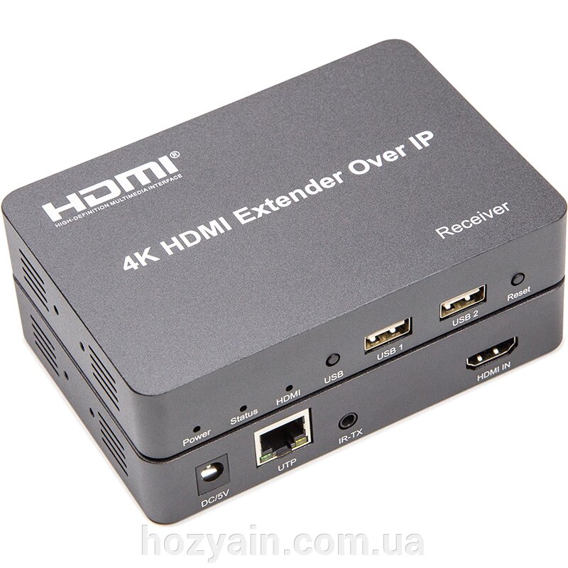 Подовжувач HDMI сигналу PowerPlant HDMI 4K/30hz, до 150м, через CAT5E/6 (HDES150-KVM) CA912957 від компанії hozyain. com. ua - фото 1