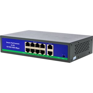 PoE комутатор 8ch 100Mbps+2G uplink POE802L