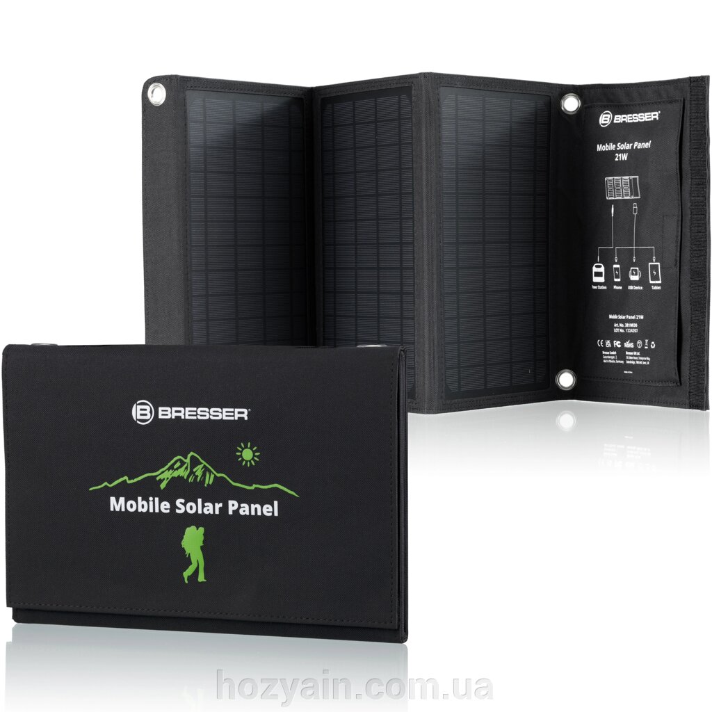 Портативний зарядний пристрій сонячна панель Bresser Mobile Solar Charger 21 Watt USB DC (3810030) від компанії hozyain. com. ua - фото 1