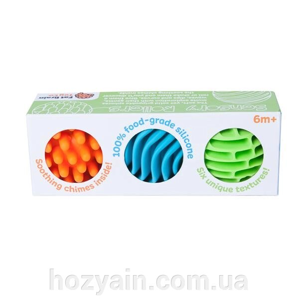 Прорізувач-брязкальце Fat Brain Toys Sensory Rollers Сенсорні кулі 3 шт. (F161ML) від компанії hozyain. com. ua - фото 1