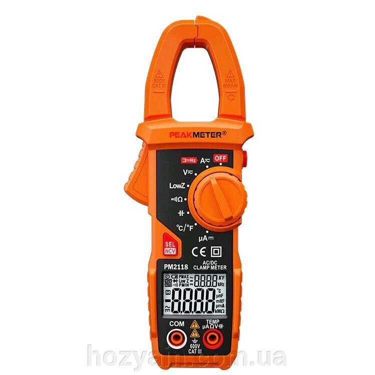 Струмові кліщі з функцією мультиметра (600A AC/DC) Peakmeter PM2118 від компанії hozyain. com. ua - фото 1