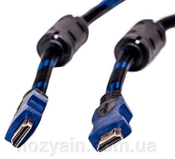 Відео кабель PowerPlant HDMI - HDMI, 1.5м, позолочені конектори, 1.4V, Nylon, Double ferrites KD00AS1200 від компанії hozyain. com. ua - фото 1